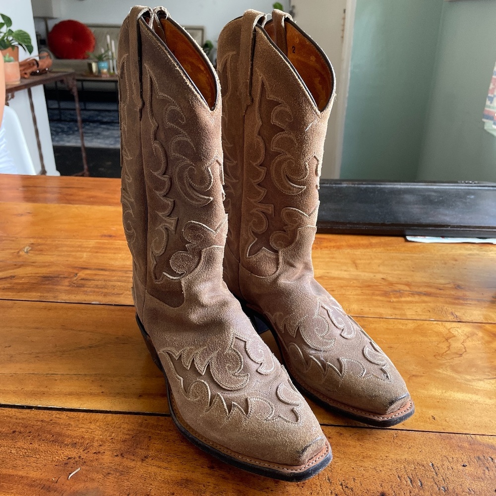 Tony Lama Suede Cowboy Boots